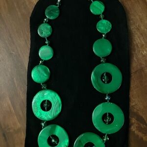 Green Statement Disc Necklace - Women Jewelry